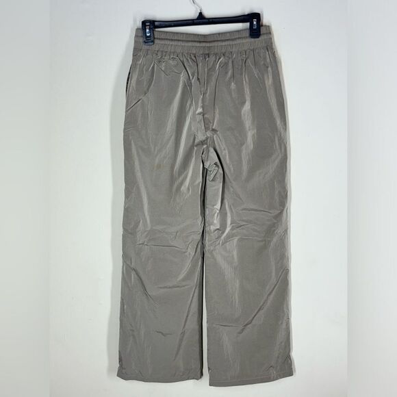 Good American Wide Leg Track Pant in Taupe Drawstring Sheen Size 1/Small - Picture 4 of 10
